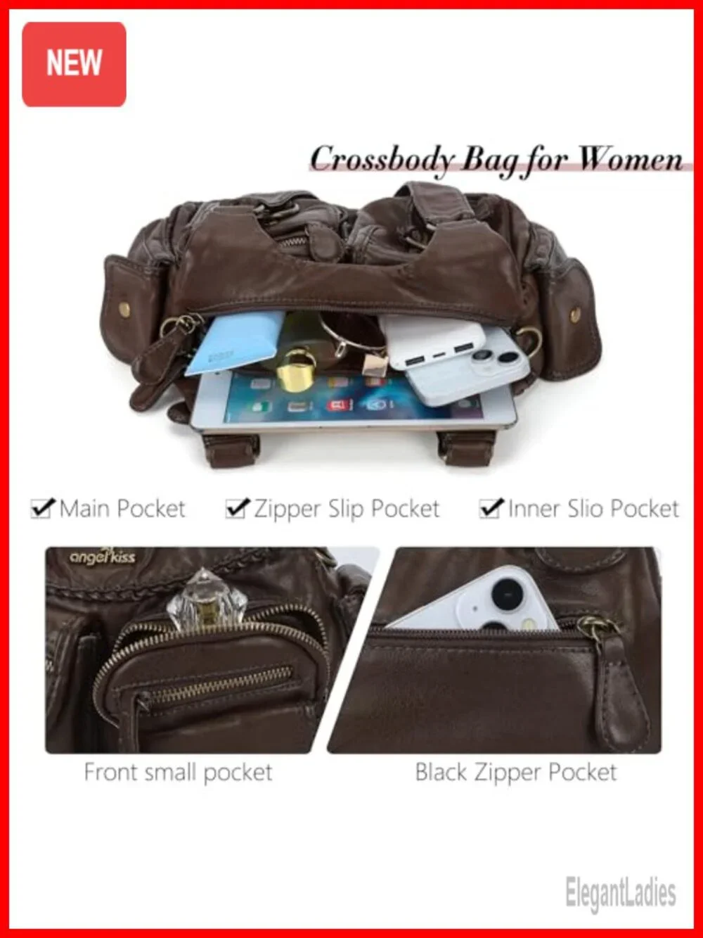Women's Vegan Leather Hobo Bag Crossbody Shoulder Purse